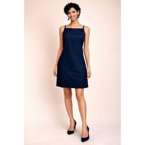 Lulu's Chic Ease Sleeveless Apron Mini Dress Navy Blue XL